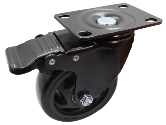 Zestaw 8 kółek obrotowych Ø 100 mm z hamulcem – gumowane, łożyskowane, podstawa 63 × 94 mm. - 2