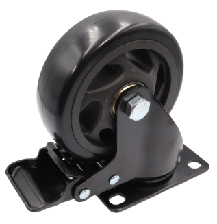 Zestaw 8 kółek obrotowych Ø 100 mm z hamulcem – gumowane, łożyskowane, podstawa 63 × 94 mm. - 4