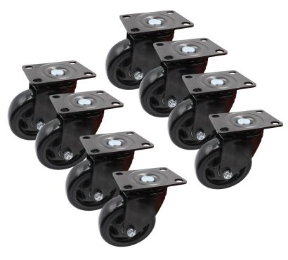 Zestaw 8 kółek obrotowych Ø 125 mm – gumowane, łożyskowane, podstawa 63 × 94 mm (bez hamulca)