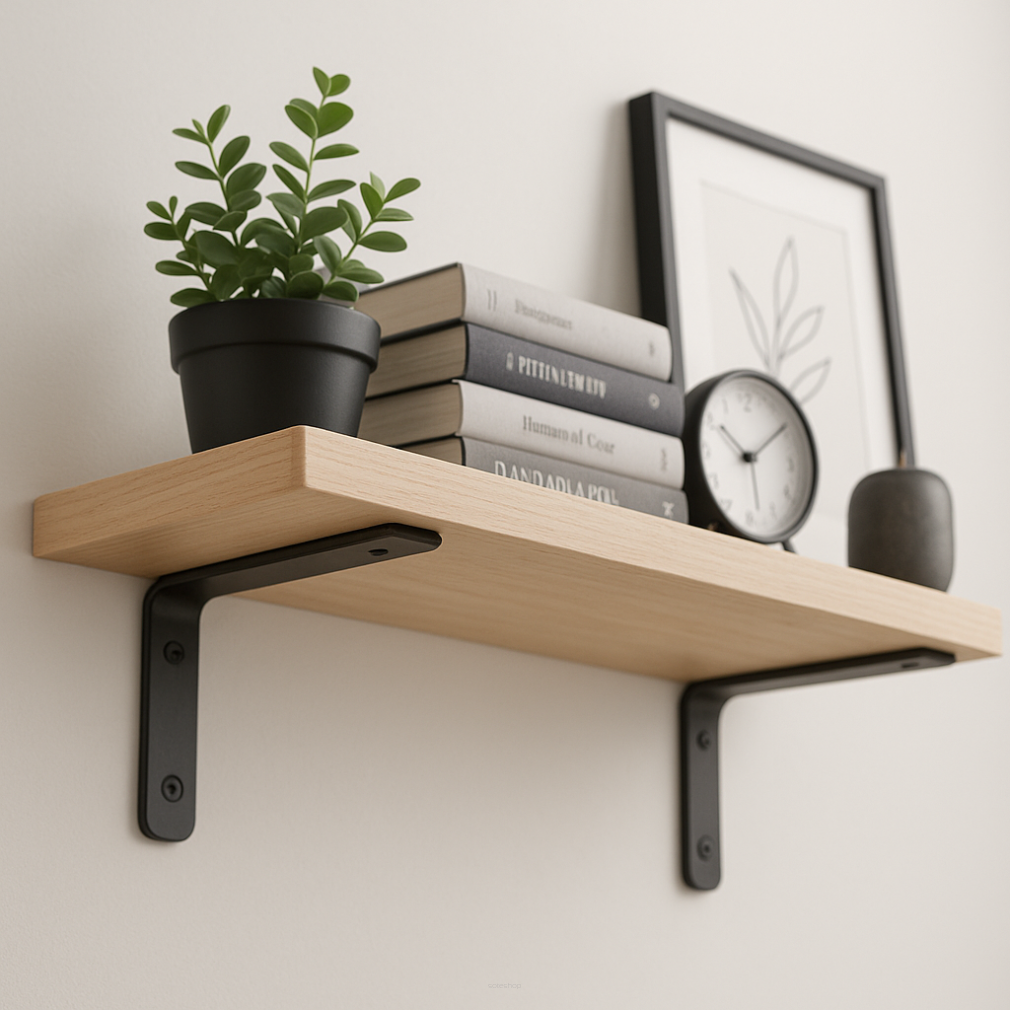 Wspornik LOFT typu L 100 × 70 × 38 mm, w czarnym macie.