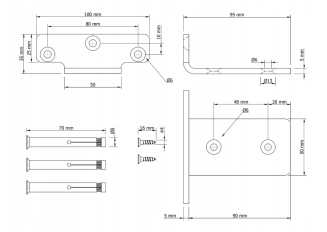 Wspornik półki LOFT typu T 100 × 100 × 50 mm, stalowy, czarny mat. - 7