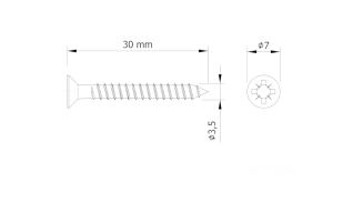 Czarne wkręty stożkowe 3,5×30 mm – zestaw 20 sztuk. - 3