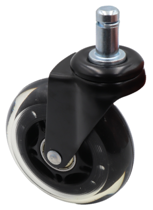 Kółko meblowe kauczukowe Ø 75 mm z trzpieniem montażowym 11 × 22 mm, łożyskowane.