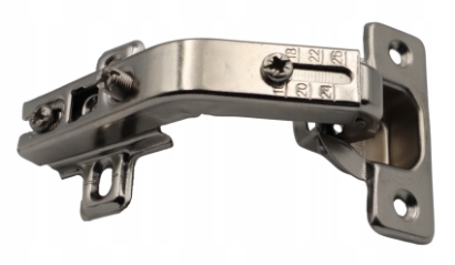 Zawias meblowy kątowy 135° z prowadnikiem H2 – slide-on, bez euro.