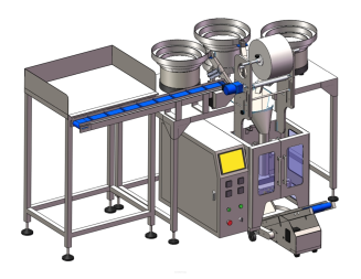 Maszyna, automat pakujący z 3 podajnikami + dorzut ręczny z przenośnikiem taśmowym - 3