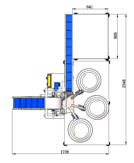Maszyna, automat pakujący z 3 podajnikami + dorzut ręczny z przenośnikiem taśmowym - 6