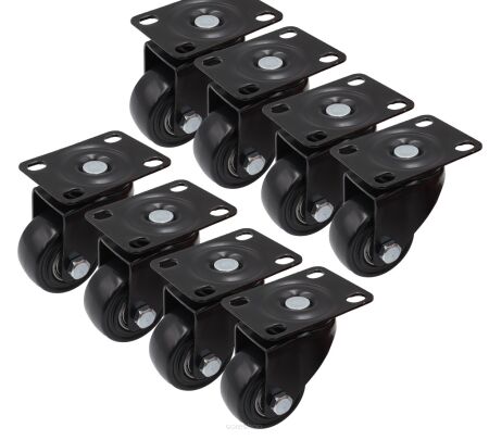 Zestaw 8 kółek obrotowych Ø 65 mm – gumowane, łożyskowane, podstawa 63 × 94 mm (bez hamulca)