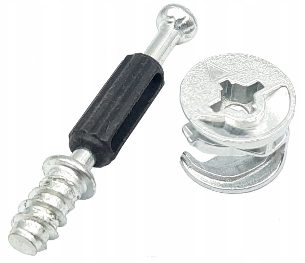 Złącze meblowe mimośrodowe 34 mm z trzpieniem euro 6 mm (mimośród 15×12 mm) 20 szt.