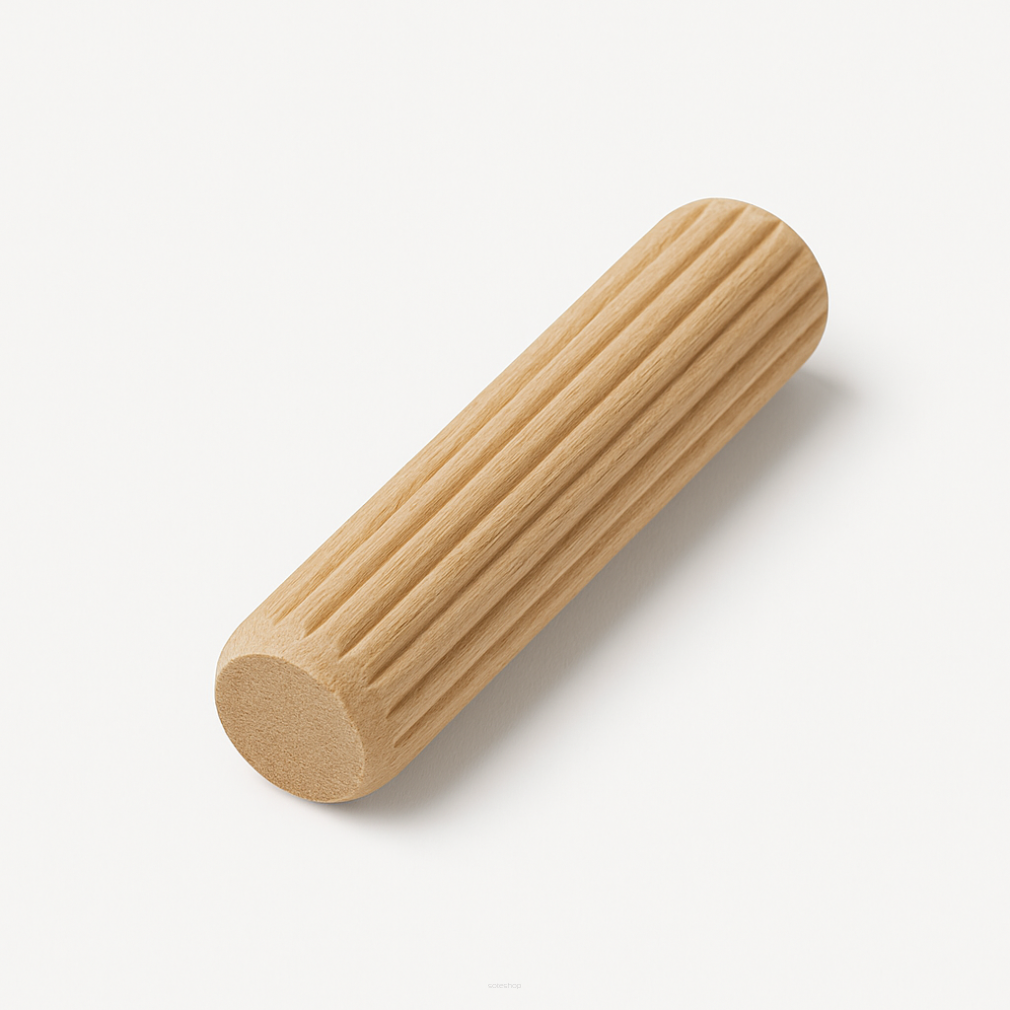 Kołek meblowy drewniany ryflowany 10×45 mm —  łącznik montażowy.